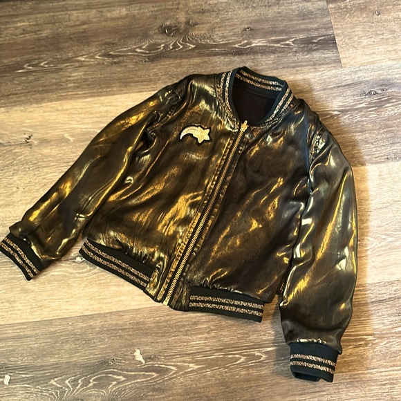 Little Marc Jacobs Star Swan Satin Reversible Black Gold Jacket Size 4 Kids New! - Picture 15 of 16